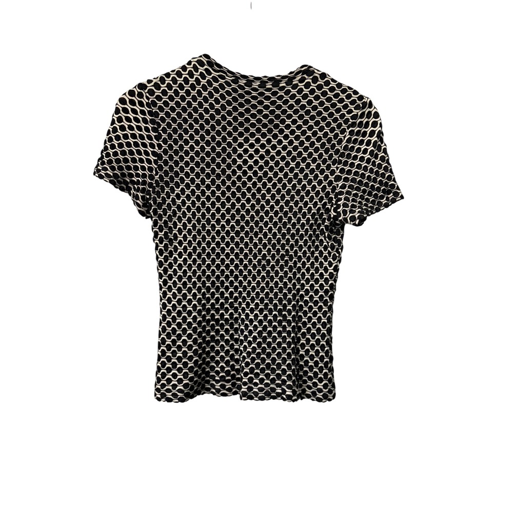 Neiman Marcus Womens Black White Geometric Pattern Short Sleeve Top Size S - Picture 2 of 3